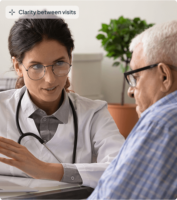 Clinical setting showing a female physician with a patient