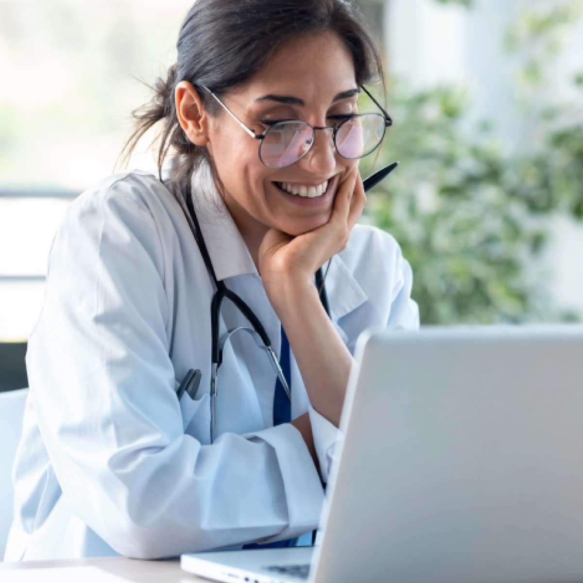 Clinician working at a computer