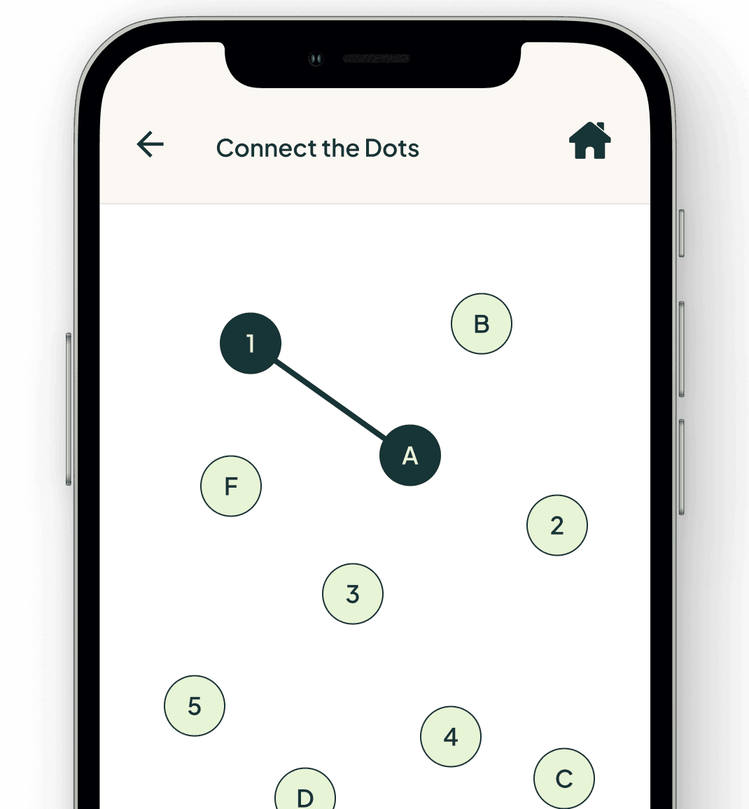 Phone showing the Kneu Connect the Dots app screen